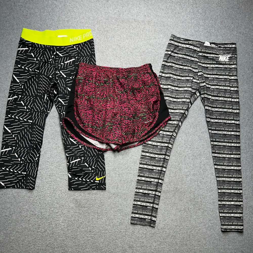 Nike Leggings Shorts Bundle Womens M Multi Synthetic Athletic Activewear Lot
